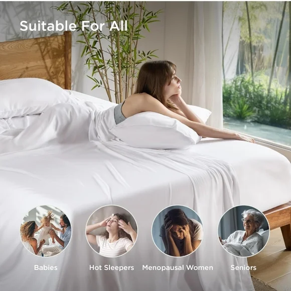 Bedsure Hotel Luxury King Sheet Set, Cooling Sheets, Rayon Derived from Bamboo. - Picture 6 of 8